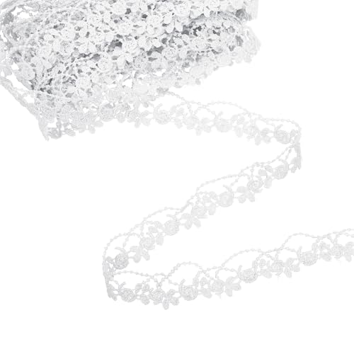 QUARKZMAN Weißes Blumen Spitzenband, 0,8" x 5 Yards Polyester besticktes Häkel-Spitzenband Stoff zum Nähen, Hochzeitsdekorationen, Stirnbänder, DIY-Bastelarbeiten QUARKZMAN Weißes Blumen Spitzenband, 0,8" x 5 Yards Polyester besticktes Häkel-Spitzenband Stoff zum Nähen, Hochzeitsdekorationen, Stirnbänder, DIY-Bastelarbeiten von QUARKZMAN