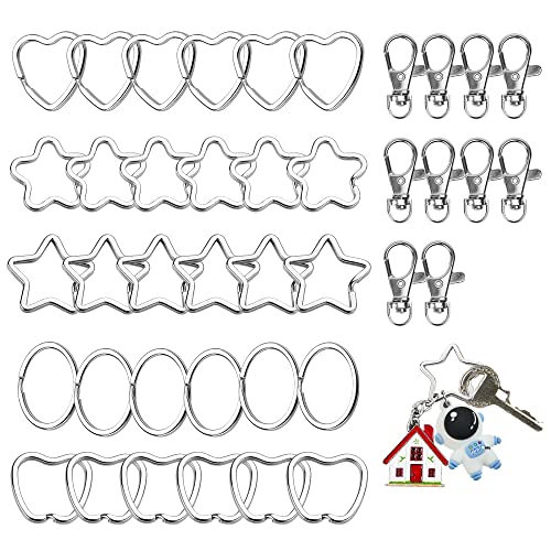 QUCUMER 30 Stücke Schlüsselringe Edelstahl Schlüsselanhänger Durchmesser ca.30mm Schlüsselringe Set mit 10 Drehverschlüsse Klein Karabinerhaken Schlüsselanhänger für Schlüsseln Schlüsselschmuck DIY von QUCUMER