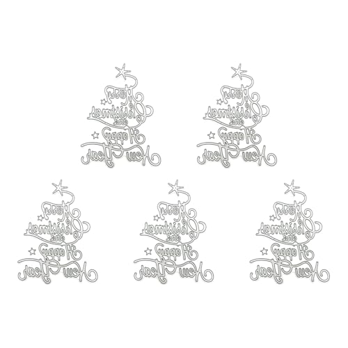 5 Stück Weihnachtsbaum-Stanzformen Prägeschablonen Weihnachten Metall Stanzformen für Scrapbooking Karte Dekoration von QUEENYARD