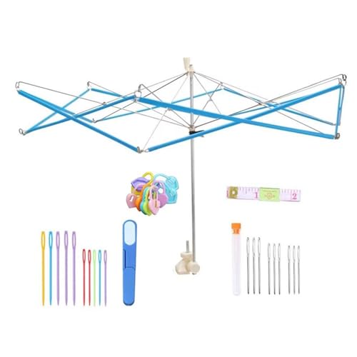 Garnwickler Regenschirme Garn Wickelwerkzeug inklusive Metall Nadelmaß Band Fadenschneider und Strickmarker von QUEENYARD