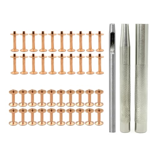 QUEENYARD 40 Sets Nieten und Frässtifte mit 3,5 mm Nietwerkzeug und Montagewerkzeug für Ledergürtel, Geldbörsen, Handtaschen, Seile von QUEENYARD