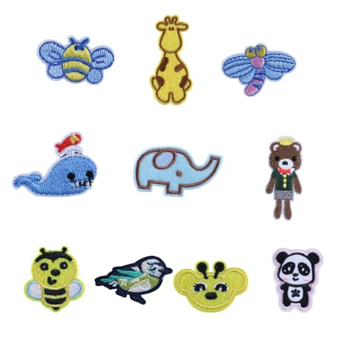 QUEENYARD Bestickte Flicken zum Aufbügeln, Motiv: Cartoon-Tiere, Applikation, Schmetterling, Reparaturflicken für Taschen, Dekoration, 10 Stück QUEENYARD Bestickte Flicken zum Aufbügeln, Motiv: Cartoon-Tiere, Applikation, Schmetterling, Reparaturflicken für Taschen, Dekoration, 10 Stück von QUEENYARD