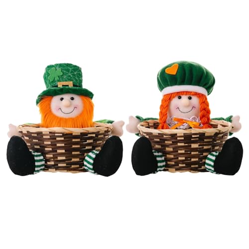 QUEENYARD Festival Decorations Irish Patrick Day Candy Storage Basket Decorative Sweets Container Bag For Party Decors von QUEENYARD