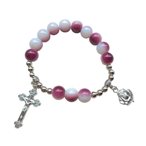 QUEENYARD Religiöse Armbänder, bunte Glasperlen, Handkette für religiösen Glauben von QUEENYARD