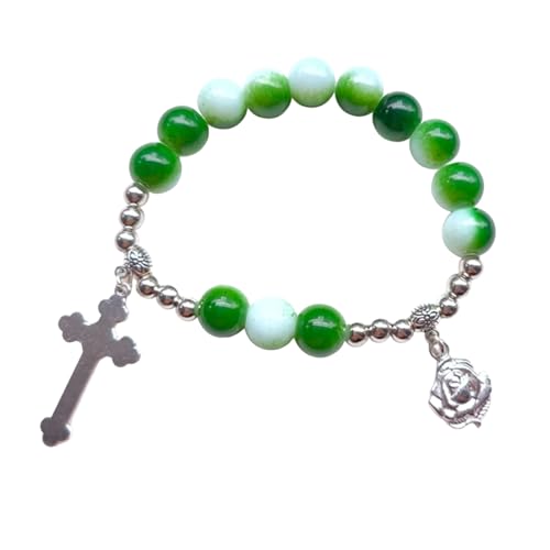 QUEENYARD Religiöse Armbänder, bunte Glasperlen, Handkette für religiösen Glauben von QUEENYARD