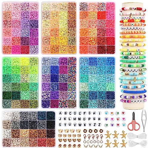 QUEFE Clay Beads Kit, 16800pcs, 168 Farben, Polymer Heishi Perlen, Clay Bead Bracelet Kit, Charm Set Jewelry Making, DIY Craft Gifts von QUEFE