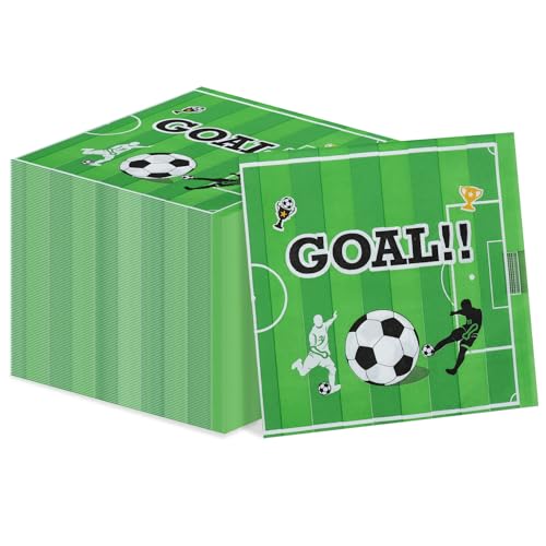 100pcs Fußball Servietten Fußball Papier Mittagessen Servietten Set für Jungen Geburtstag Party Supplies Fußball Spiel Tag Veranstaltung Sport Thema Party Dekorationen von QUERICKY