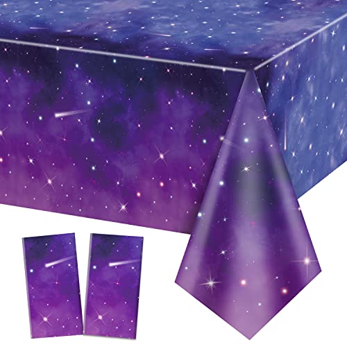 2 Packung Space Galaxy Party Tischdecken, Starry Night Tablecover Dekorationen, 130x220cm Galaxy Tischdecke für Space Galaxy Theme Party Supplies, Outer Space Stars Theme Birthday Decor von QUERICKY