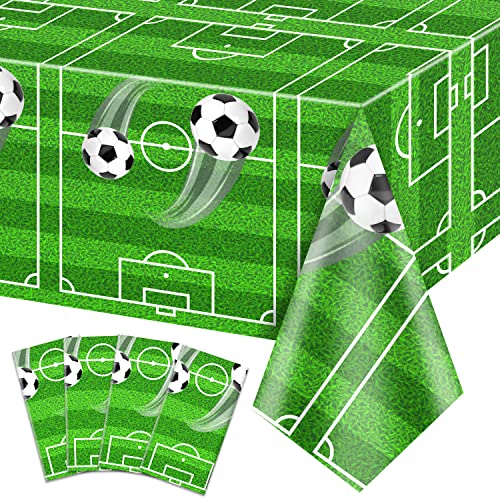 4 Pack Fußball-Party Tischdecke, Fußball-Thema Geburtstag Tischdecke, 130x220cm Rechteck Tischdecke für Männer Jungen Geburtstag Party Fußball-Thema Party-Dekoration von QUERICKY