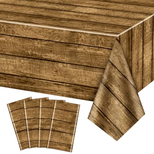 4 Pack Western Party Tischdecken, 220x137cm Western Party Tischdecke Wild West Holzhaus Scheunentür Tischdecken für Western Thematische Party Kinder Geburtstag Party Dekorationen von QUERICKY