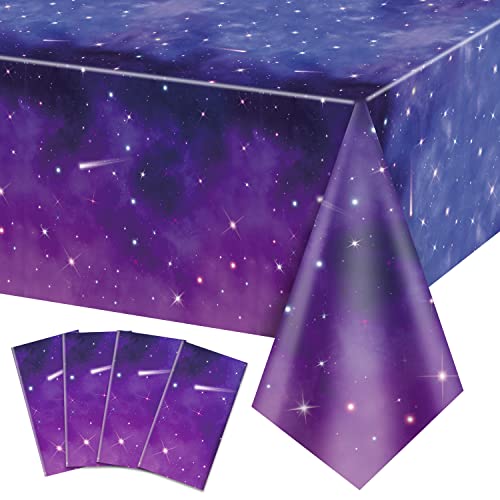 4 Packung Space Galaxy Party Tischdecken, Starry Night Tablecover Dekorationen, 270x130cm Galaxy Tischdecke für Space Galaxy Theme Party Supplies, Outer Space Stars Theme Birthday Decor von QUERICKY