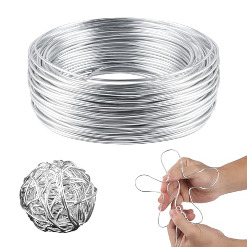 QUIIEOSKIA Basteldraht 2mmx30m, Aluminium Draht zum, 1 Rollen Silber Aluminiumdraht, Schmuckdraht, Blumendraht, Modellierdraht, Bindedraht zum Basteln für DIY Basteln Schmuckherstellungm Floristik von QUIIEOSKIA