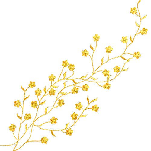 Aufnäher - Pflaumenblüte , gold, 36x19 cm von QUMAO