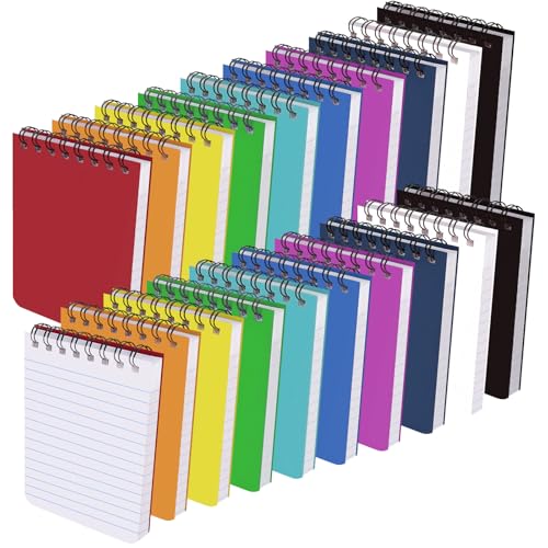 QUMENEY 20 Stück Small Kleine Notizbücher Notebooks Pocket Mini Notepad Spiral Lined Note Book Colorful Portable Memo Notebook Tasche Mini Notizblock Spirale gefüttertes Notizbuch Buntes tragbares von QUMENEY