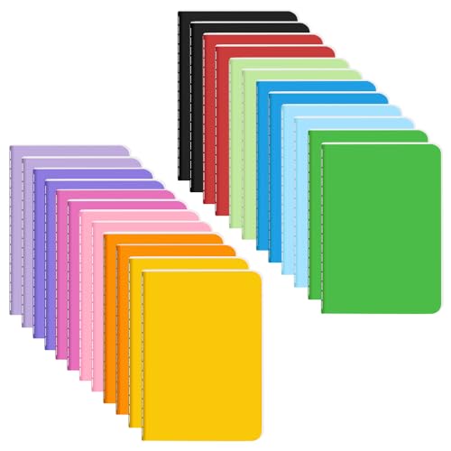 QUMENEY 24 Stück A6 farbige Journal-Notizbücher linierte Notizblöcke Multipack Reise-Notizbücher für Studenten Tagebuch Memo Bürobedarf 12 Farben 60 Seiten / 30 Blätter, 14 x 9cm von QUMENEY