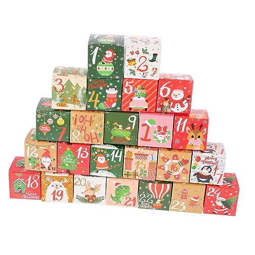 24 Stück Kartons Countdown-Süßigkeiten-Box Weihnachtstüten mit Süßigkeiten taschen für weihnachtsleckereien weihnachts verpackungen weihnachtsverpackungen Geschenkboxen für Partys QUMIIRITY von QUMIIRITY