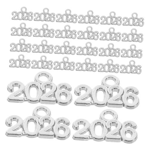 QUMIIRITY 100st Schlüsselanhänger Aus Legierung Halskette Charme Schmuck Mini-anhänger Mit Jahreszahl Aus Metall Kleine Anhänger Für Die Schmuckherstellung Diy Charme Silver Zinklegierung von QUMIIRITY