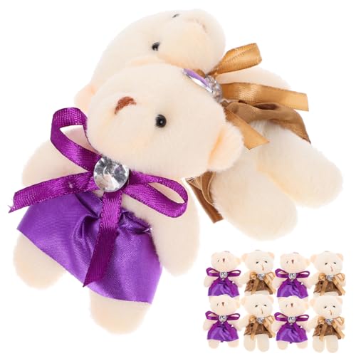 QUMIIRITY 10St Bärenpuppe Schlüsselanhänger Stofftiere Mini-Spielzeug Plüsch Schlüsselanhänger Tasche Plüschbär Anhänger für Rucksäcke Puppenornament Kuscheltiere Anhänger PP Baumwolle von QUMIIRITY