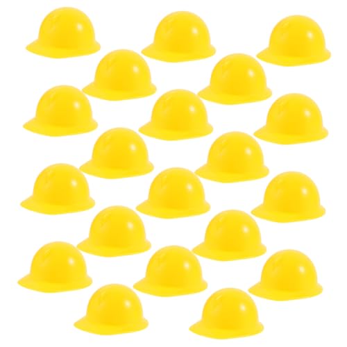 QUMIIRITY 20 Stk Spielzeughelm Schutzhelm Helmaufkleber Kleiner Hut Mini- Mini-cowgirl-hut Kinderspielzeug Mini-hut Puppenzubehör Bauhut Für Minipuppen Diy-hüte Puppenhut Abs Yellow von QUMIIRITY