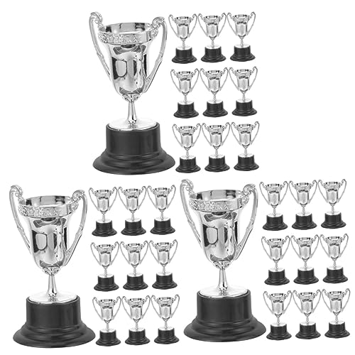 QUMIIRITY 30 Stk Trophäe Miniatur Mini-Award-Cupsr klein Preisverleihung belohnung kinder plastiktisch cupons kinderspielzeug kinder Spielpreis für Familientreffen Silver von QUMIIRITY