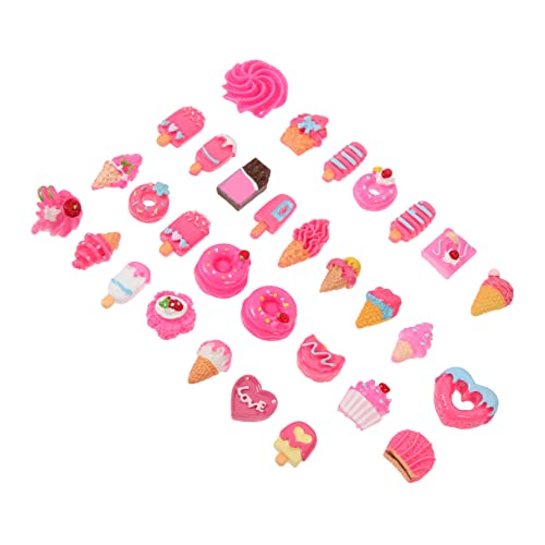 QUMIIRITY 30St DIY zubehör Eiscreme-Anhänger Handyhüllenanhänger Kawaii 3D-Handyhüllen lose verpackte Süßigkeiten Mini- bastelzeug Craft kunstharz Handwerk verzierung Bastelbedarf Rosy von QUMIIRITY