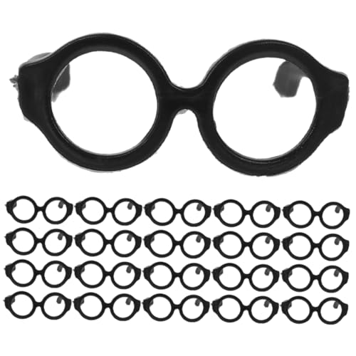 QUMIIRITY 30st Puppenbrille Puppengläser Zur Dekoration Brillenrequisiten Zum Anziehen Accessoires Für Puppenkleidung Puppe Mini-Brille Miniatur-Brillen-Requisiten Plastik Black von QUMIIRITY