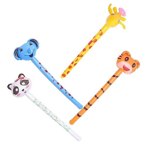 QUMIIRITY 4 Stück Tierkopf Kindertierballons PVC-Hammer- Babyspielzeug kinder deko für kinder luftballons tierisches Stockspielzeug von QUMIIRITY