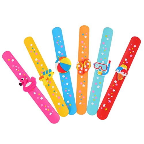 QUMIIRITY 6 Stück Hawaii Patting Circle Kinder Hawaii Thema Slap Armbänder Retro Slap Band Anzüge Für Jungen Luau Slap Armbänder Für Erwachsene Schöne Armbänder Handgelenk Kreis Armband Pvc von QUMIIRITY