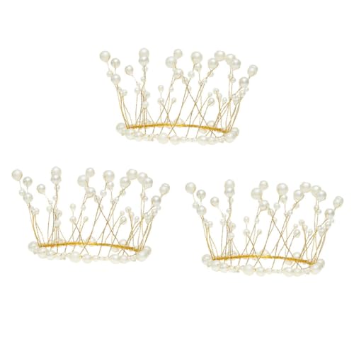 QUMIIRITY 9 Stk Kronenkuchen dekorieren Cupcake-Topper zum Geburtstag Perlen Tiara Kuchen Herzstück hochzeitsdeko Kuchen Topper Geburtstagskuchen-Ornament Kronen-Kuchenornament Metall Golden von QUMIIRITY