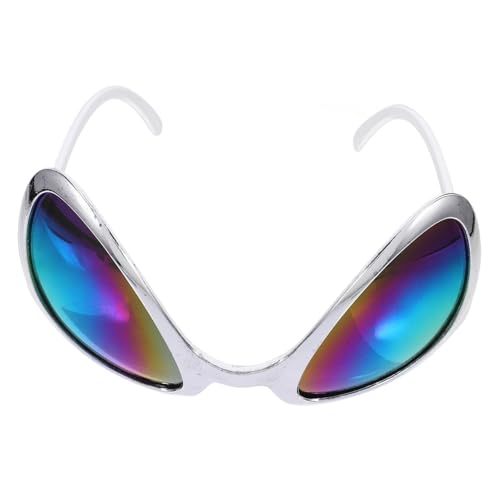 QUMIIRITY Außerirdische Brille Außerirdisches Zubehör Sonnenbrille Mit Alien-regenbogengläsern Party-sonnenbrille Lustige Alien-sonnenbrille 90er Sonnenbrille Außerirdische Kostüme Silver Pp von QUMIIRITY