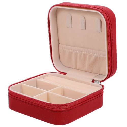 QUMIIRITY Box Kleine Boxen Für Schmuck Reisen Schmucketui Schmuckschatullen Verpackung Flanell Pu ​​Halsketten Organizer Rot von QUMIIRITY