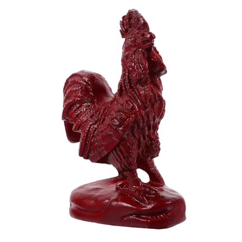 QUMIIRITY Hahn-Ornament Lustige Dekofigur Huhn Mini-Schweine Mini-Huhn Hühnerfigur Hahn Holzstatue Holzfigur Hahn Hahn-Holzstatue Hahnfiguren Wohnkultur Hahnfigur aus Holz hölzern rot von QUMIIRITY