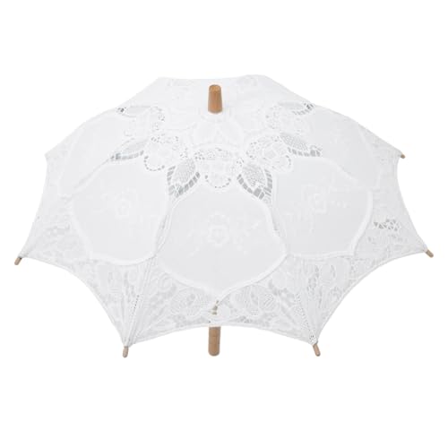 QUMIIRITY Regenschirm Aus Spitze Vintage Spitze Dekorativ Regenschirm Für Hochzeiten Regenschirm Dekorationen Schleier Hochzeit Dame-teeparty-dekor Hölzern Weiß von QUMIIRITY