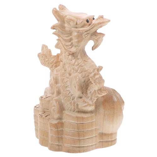 QUMIIRITY Tierkreis-holzschnitzerei Basteln Bastelset Desktop-drachenfiguren- Dekoratives Drachendekor Chinesische Drachendekore Drachenornamente Aus Holz Desktop- Mahagoni- von QUMIIRITY