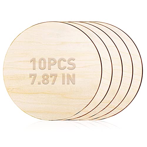 Pack of 10 Round Natural Wood Slices, Wooden Slices, Diameter 20 cm, Natural Wood Discs, DIY Discs for Crafts and Decoration von QUOTRE