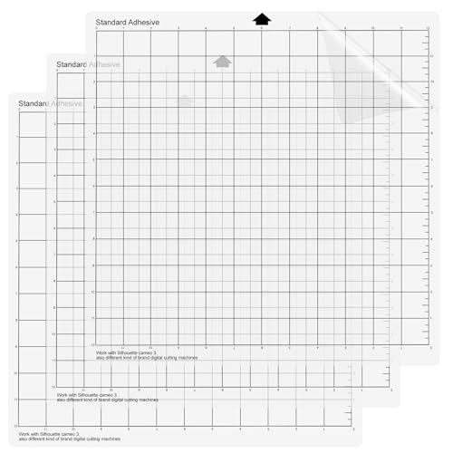 3 Stück Schneidematte Plotter, 30,5 x 30,5 cm (12x12 Zoll) Schneidematte für Silhouette Portrait, Klebstoff klebrig Matte für Silhouette Cameo Viny Craft, für Cricut Explore Air 2/Air/One Maker von QUOTRE