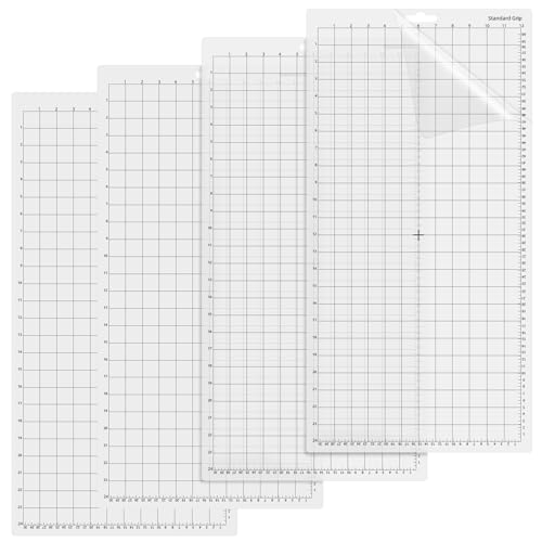 4 Stück Schneidematte Plotter, 30.5 x 61 cm(12x24 Zoll) StandardGrip Klebstoff klebrig Matte for Cricut Explore Air 2/Air/One Maker (12x24 Zoll) von QUOTRE