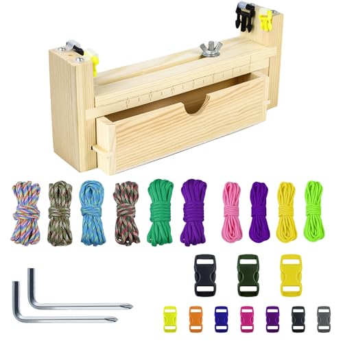 QUTHZZHY Armband Maker aus Massivholz Jig Bracelet Maker Paracord Armband Herstellen Kit mit 10 Regenschirm Seile und 10 Kunststoff-Verschlüsse für Regenschirm Seil weben Diy Armband weben von QUTHZZHY