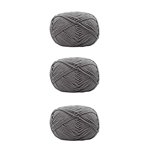 3 Packungen graues Baumwollgarn Strickgarn Häkelgarn Stickerei Baumwolle Streifen weiche Stofffäden Bündel Baumwolle Bastelschnur für DIY Handtasche Geldbörse Korb Handwerk von QUUPY