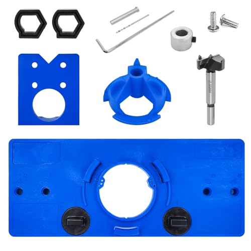 Schablone Set Scharnier Bohrschablone mit Bohrlochabstand 46/48/52mm, Forstnerbohrer Ø35mm Holzbohrer Lochsäge und Scharnier Boring Jig Ø35mm, Bohrhilfe, Topfscharnier Schablone von QUVBKZ