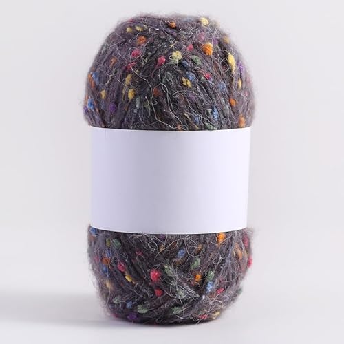 QUWOU Häkelgarn Mohair Regenbogenpunkte, Garn 100g(2x50g), Garn zum Häkeln und Stricken, Strickgarn (Dunkelgrau) von QUWOU