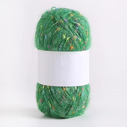 QUWOU Häkelgarn Mohair Regenbogenpunkte, Garn 100g(2x50g), Garn zum Häkeln und Stricken, Strickgarn (Grün) von QUWOU