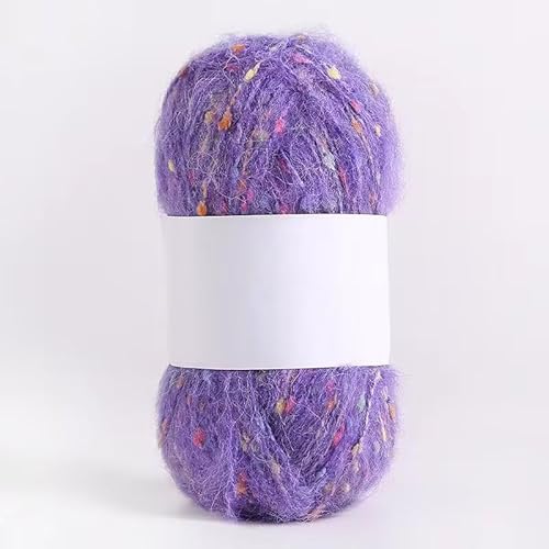 QUWOU Häkelgarn Mohair Regenbogenpunkte, Garn 100g(2x50g), Garn zum Häkeln und Stricken, Strickgarn (Hellviolett) von QUWOU