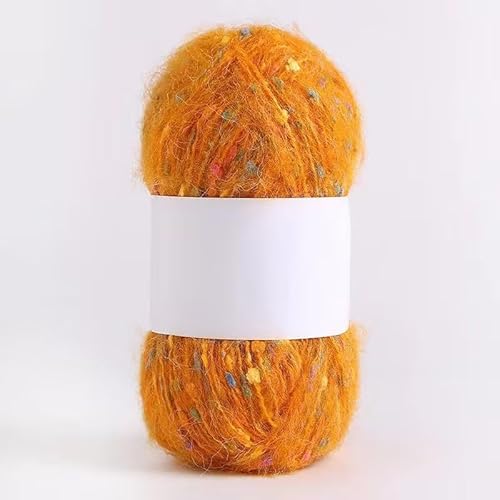 QUWOU Häkelgarn Mohair Regenbogenpunkte, Garn 100g(2x50g), Garn zum Häkeln und Stricken, Strickgarn (Orange) von QUWOU