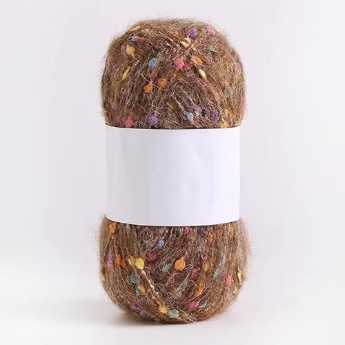 QUWOU Häkelgarn Mohair Regenbogenpunkte, Garn 100g(2x50g), Garn zum Häkeln und Stricken, Strickgarn (Schokolade) von QUWOU