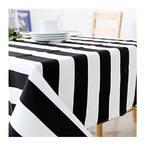 QVIVI Tischdecke schwarz und weiß gestreifte Baumwolle Leinen Tischdecke einfache Moderne rechteckige Tischdecke Esstisch Tischsets, 120 * 160cm von QVIVI-Table Cloth