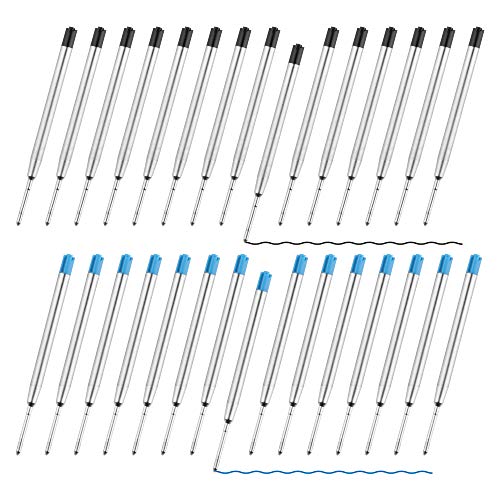 Kugelschreiberminen 30 Stück Austauschbare Kugelschreiber Minen Metall Kugelschreiber Tinte Glatte Schreiben (15 Stück schwarz 15 Stück blau) von QWEF