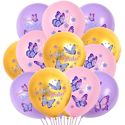 18 Stück Schmetterling Ballons Geburtstagsdeko Mädchen Deko Geburtstag Mädchen Schmetterling Geburtstag Party für Boho Party Dekoration Hochzeit Geburtstag Dusche von QWEPU