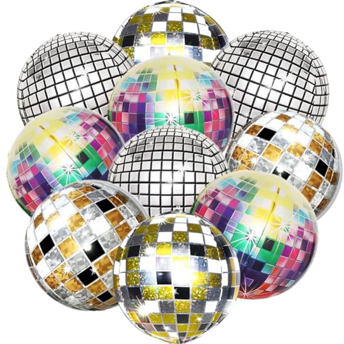 Disco Party Deko, 22 Zoll 4D Disco Ballons, Mehrfarbige Disco-Folienballons für Disco Mottoparty Geburtstag Party Mitzvah Abschlussfeier Retro 70er 80er 90er Jahre Deko von QWEPU