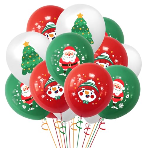 Weihnachts Luftballons 15 PCS Weihnachtsballons Weihnachtsmann Ballons für Party, Weihnachtsfeier, Fasching und Karneval Dekoration Party von QWEPU